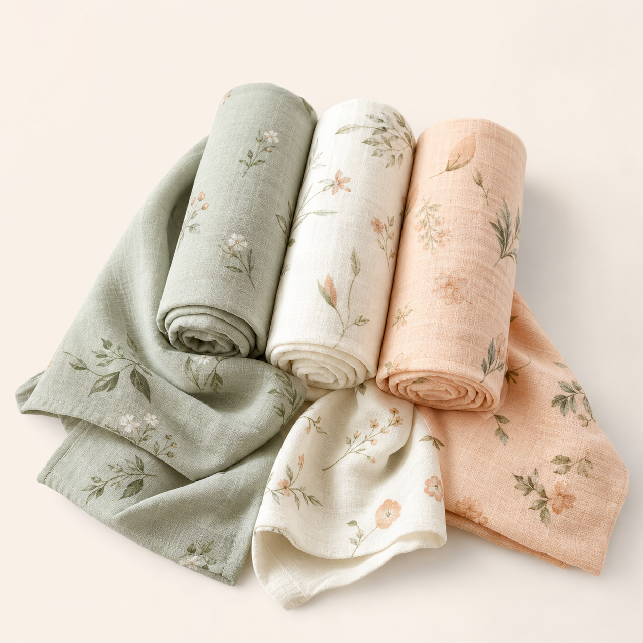 Mumzo Premium Swaddle Set in sage mint and cream