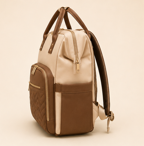 Mumzo Heritage Diaper Backpack – Warm Beige