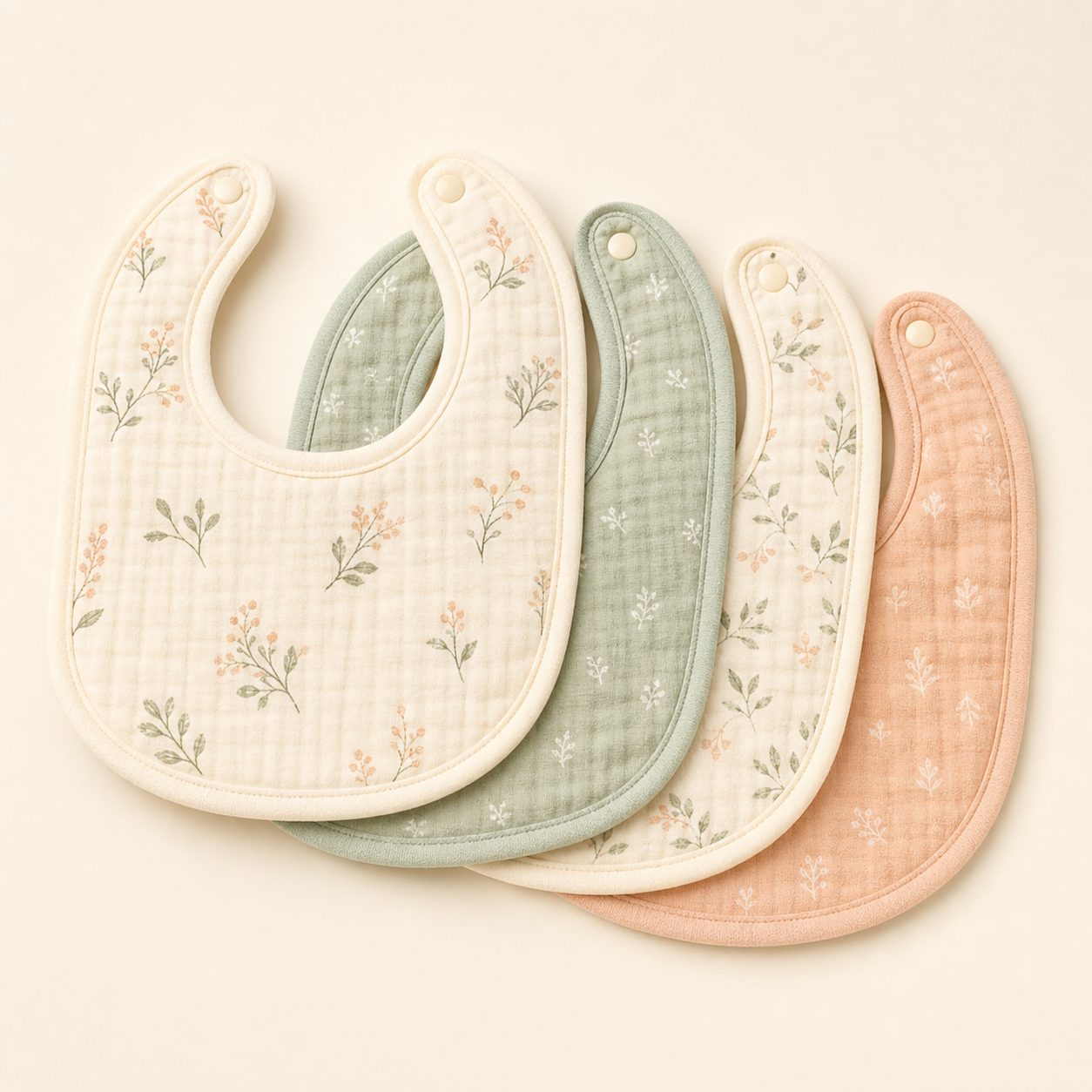 Mumzo Muslin Bib Set in sage mint and cream