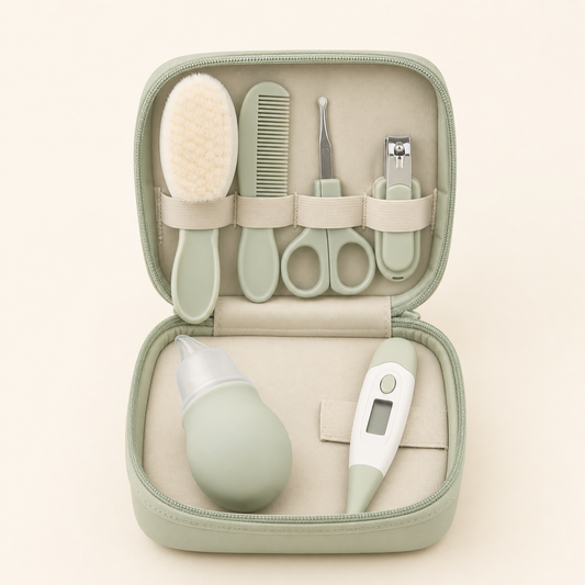 Mumzo Baby Grooming Kit in sage mint and cream