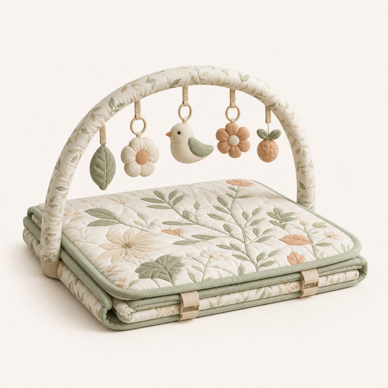 Mumzo Tummy-Time Activity Mat in sage mint and cream