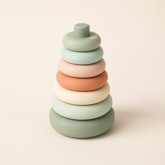 Mumzo Soft Stacking Rings in sage mint and cream