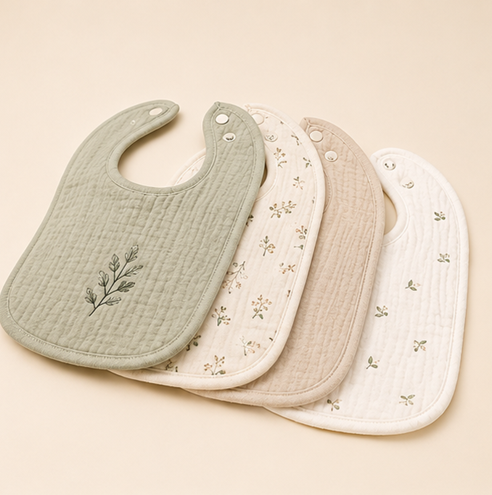 Mumzo Meadow Muslin Bib Set – Botanical Collection (4 Pieces)