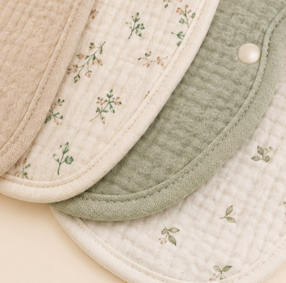 Mumzo Meadow Muslin Bib Set – Botanical Collection (4 Pieces)