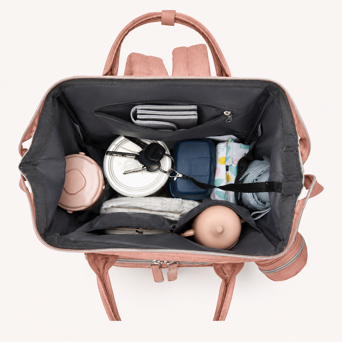 Mumzo Peach & Grey Diaper Backpack