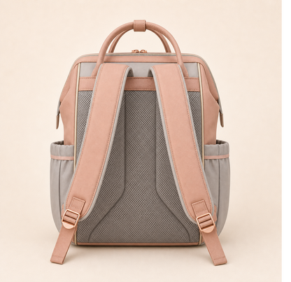 Mumzo Peach & Grey Diaper Backpack